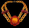 vintage carved rootbeer/applejuice reverse carved bakelite necklace